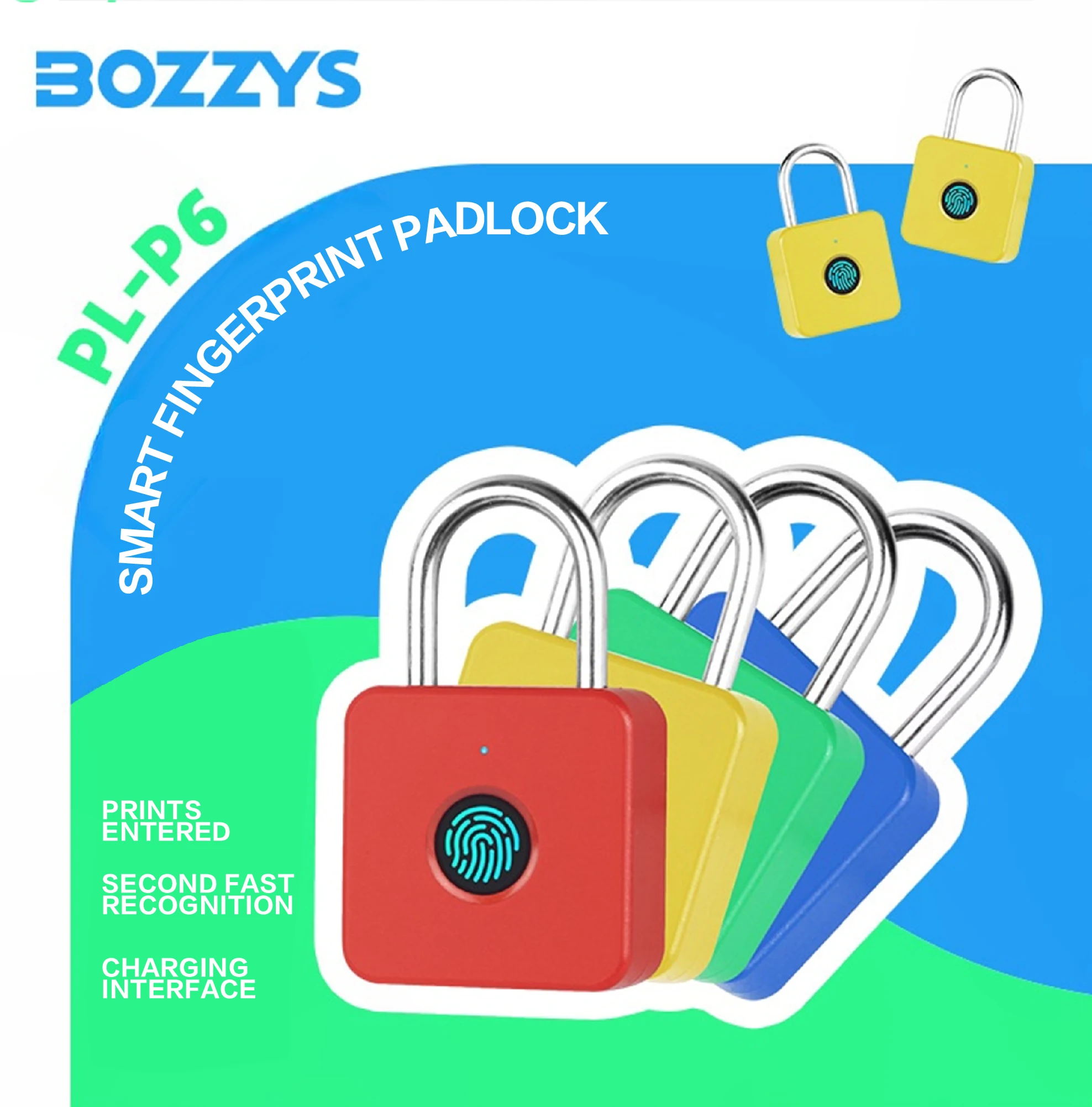 BOZZYS 지문 잠금 장치, USB 충전식 리튬 배터리, IP67 키리스 전자 잠금 장치, 감압 장난감, 전자 문짝 잠금 장치