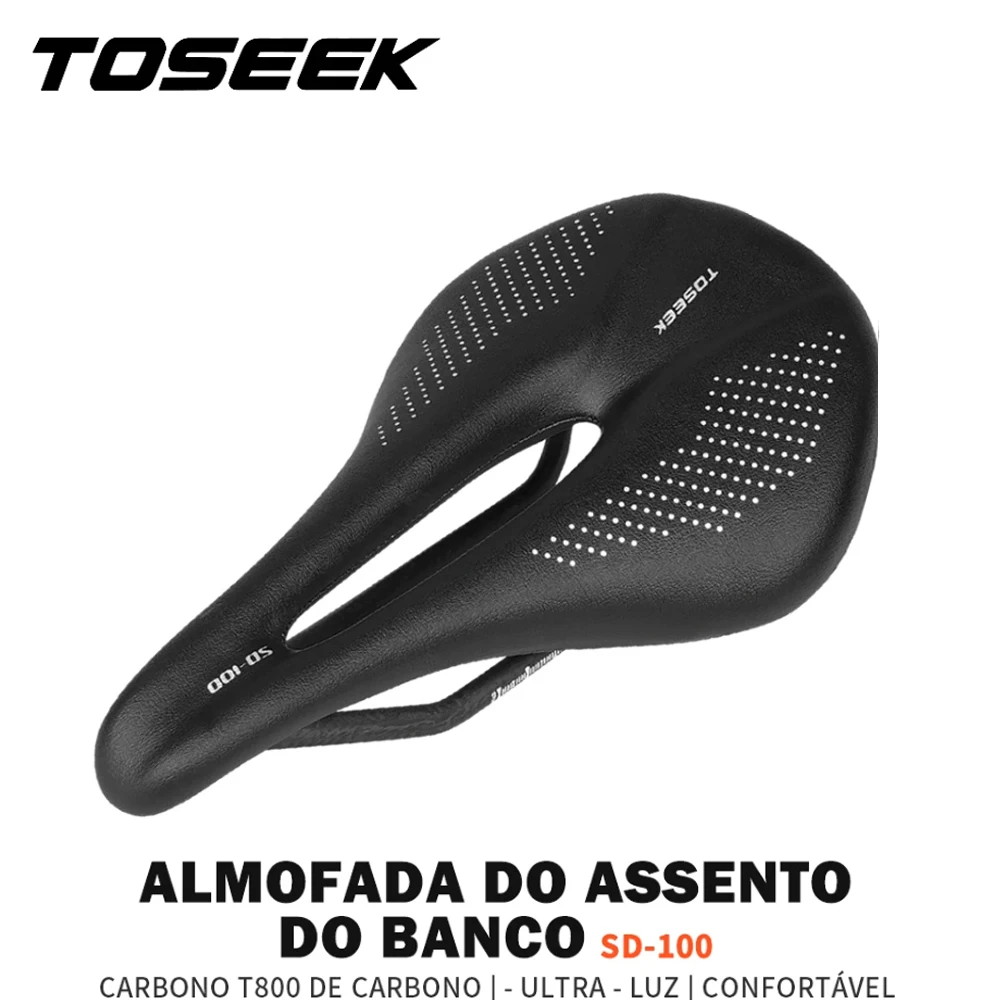 

TOSEEK Full Carbon Saddle MTB/Road 143/155MM Bike Super Light Leather Cushions 135g Rails Bicycle Seat