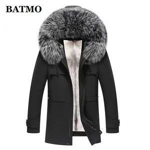 Парка BATMO мужская с воротником из натурального Лисьего меха, с подкладкой из меха норки и капюшоном, мужские зимние теплые куртки с капюшоном, мужское меховое пальто PDD40