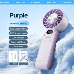 KINSCOTER Portable Turbo Fan with Adjustable Speeds and Lanyard (A Purple ICE)