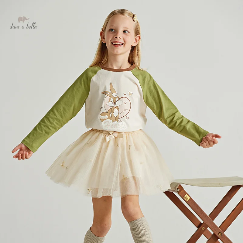 

Dave Bella 2024 New Spring Girl's Baby T-Shirt Children Top Cotton Long Sleeves Casual Lovely Undershirt Outdoor DK1248556