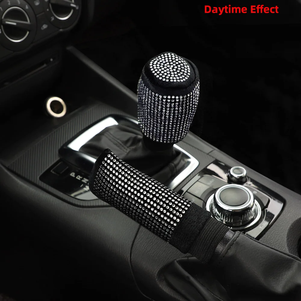 Car Supplies Handbrake Set Flash Diamond Encrusted Plush Leather Cloth Art Breathable GM Interior