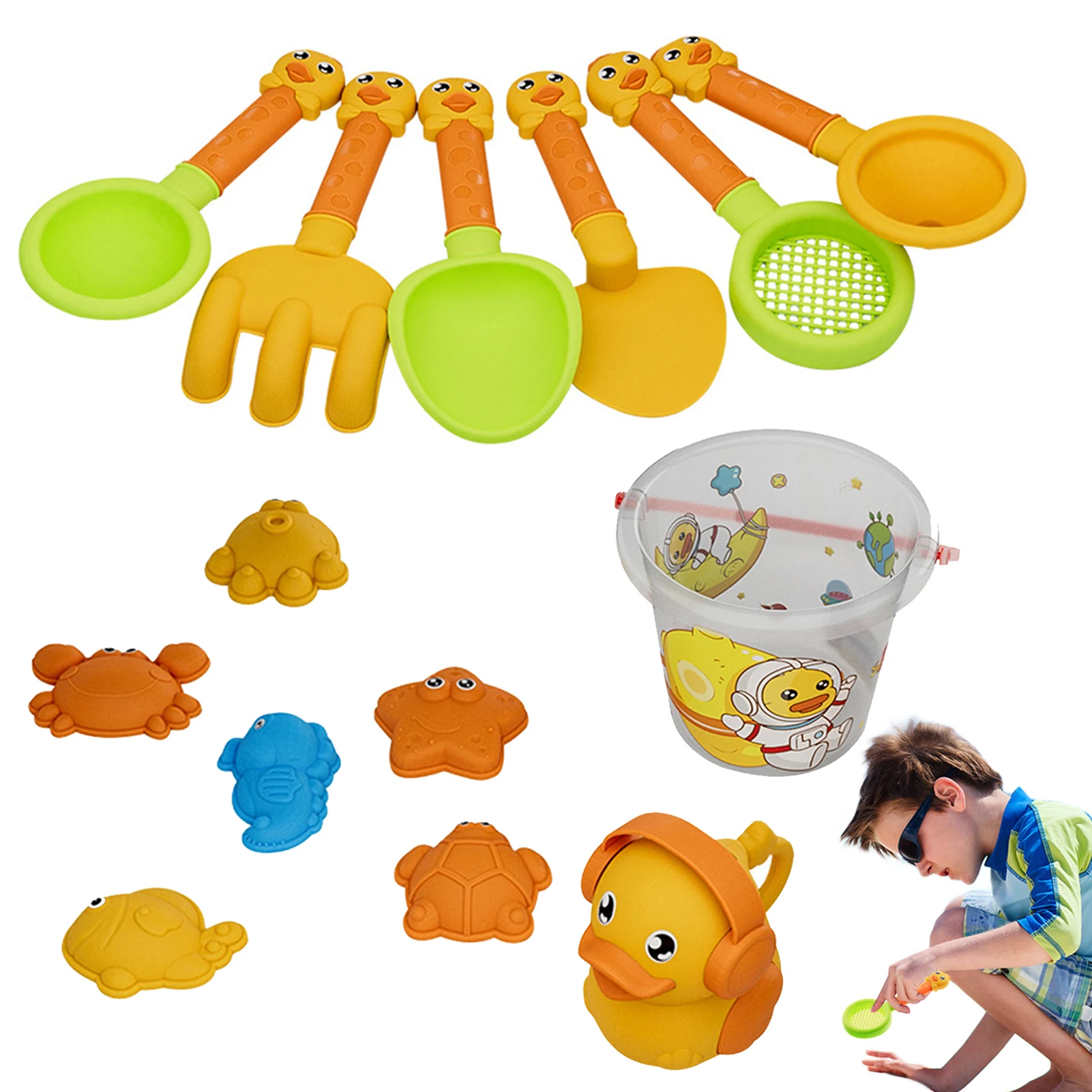 

Beach Toys For Kids 14 Piece Sand Toys Including Sand Bucket Watering Can Rake Shovel 6 Animal Sand Molds Sandbox Toys For Boys