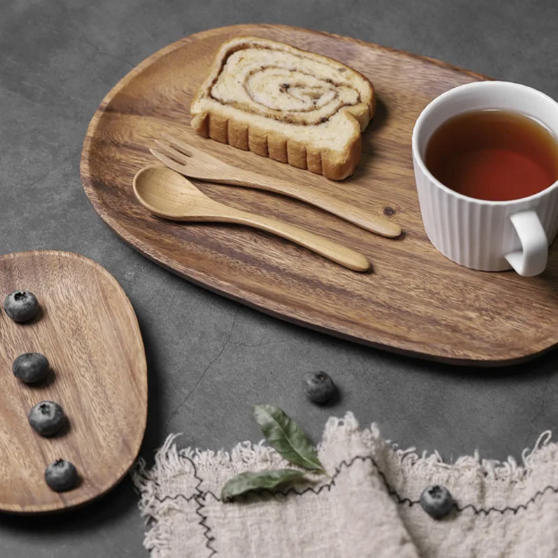 Whole Wood Lovesickness Wood Irregular Oval Solid Pan Plate Fruit Dishes Saucer Tea Tray Dessert Dinner Plate Tableware Set fruit plate wooden serving tray wooden tableware