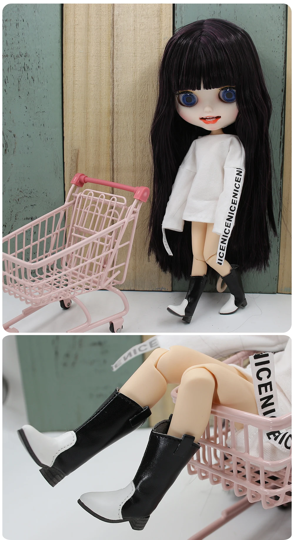 Neo Blythe Doll Leather Chunky Heels Boots 1