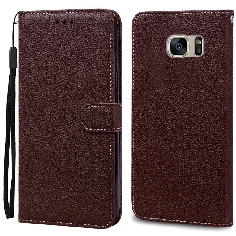 Luxury Leather Wallet Flip Case - Soft Protective Cover for Samsung Galaxy S7 Edge