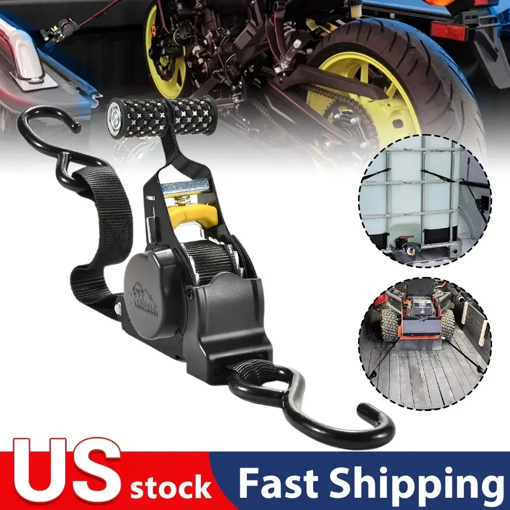 Cargo Tape with S Hook Heavy Duty Auto Retractable Ratchet Strap Tie Down for Trailers Vehicles Boat