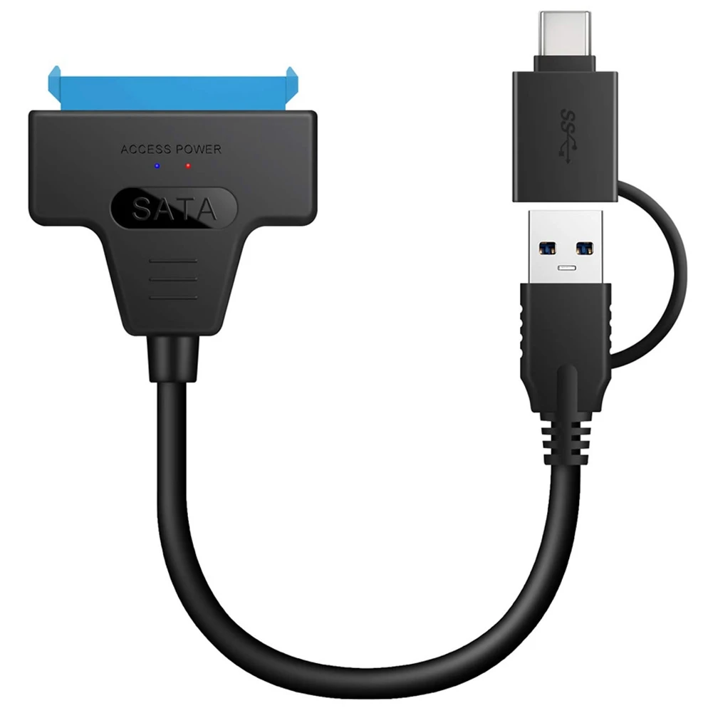 

Кабель SATA-USB, Кабель-адаптер 2 в 1 SATA в USB-A/C к USB-C USB 3,0 SATA для жесткого диска 2,5 дюйма SSD/HDD