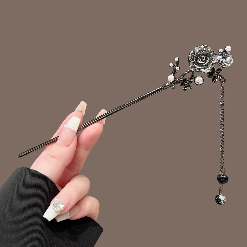 Einfache Haarstäbchen aus Legierung für Frauen und Mädchen, Metall-Haarnadeln, Vintage-Blumen-Haargabeln, Haaraccessoires, Geschenk – Detail 16