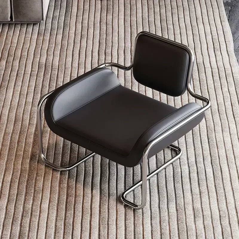 Nordic Designer Medieval Stainless Steel Light Luxury Minimalist Living Room Reception Leisure Single Chair Special-shaped Chair