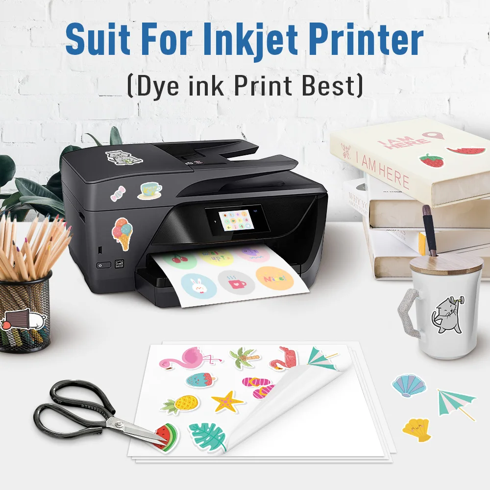 10 Sheets A4 Glossy Printable Vinyl Sticker Paper Waterproof Self-adhesive Transparent Gold for Inkjet Printer printable vinyl sticker paper