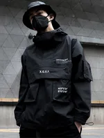 Men's Jacket Techwear High Street Streetwear Black Hoodie Pocket Man Women Couple Spring Autumn Fashion New Water Proof Male Top 1