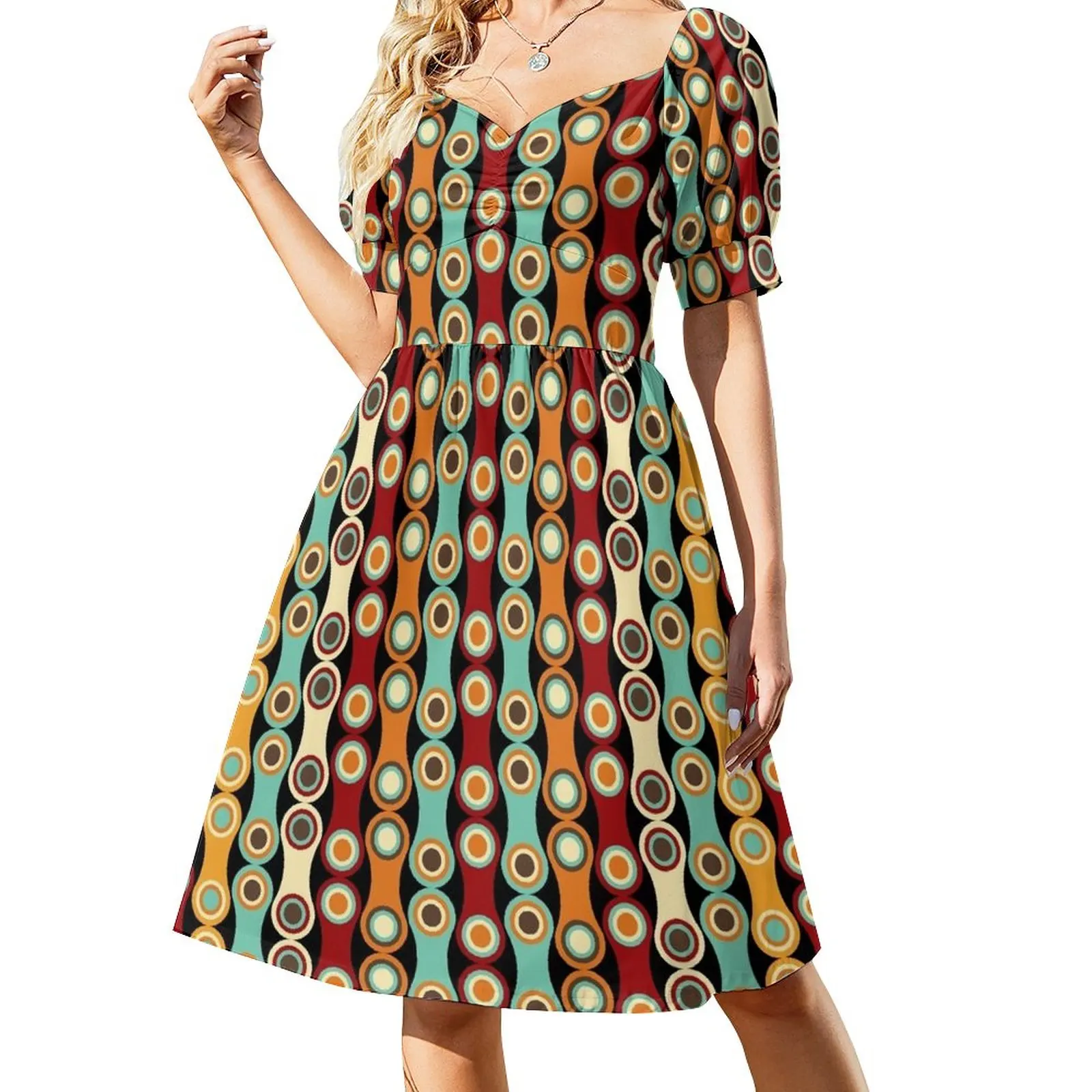 

1970's Style Retro Bohemian Seventies Vintage Pattern Sleeveless Dress summer clothes women's fashion dresses beach dress