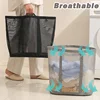 2pcs Nylon Mesh Laundry Basket with Handle Breathable Folding Portable Dirty Clothes Organizer Large Capacity Laundry Basket 2