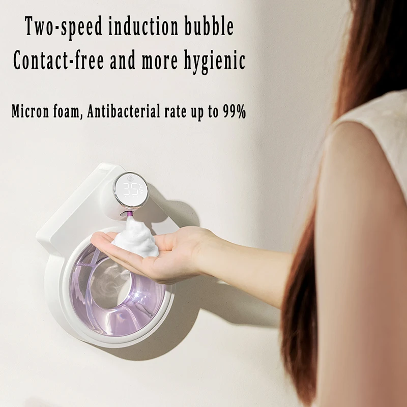 New Creative Foam Soap Dispensers 280ml Temperature Display Hand Wash Waterproof Automatic Wall-mounted Liquid Soap Dispenser high quality 360 degree rotating plastic foam automatic car wash cleaning brush