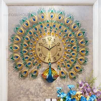European Peacock Wall Clocks Home Decor Living Room Household Fashion Wall Clock  Modern Luxury Decorative Wall Clock B 1