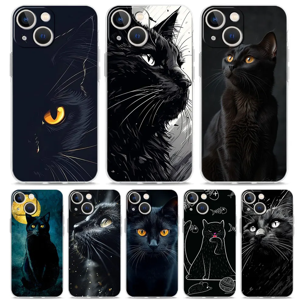 Enhance your device with the Black Cat Shockproof Silicone Phone Case - Soft, Stylish, and Durable Cover