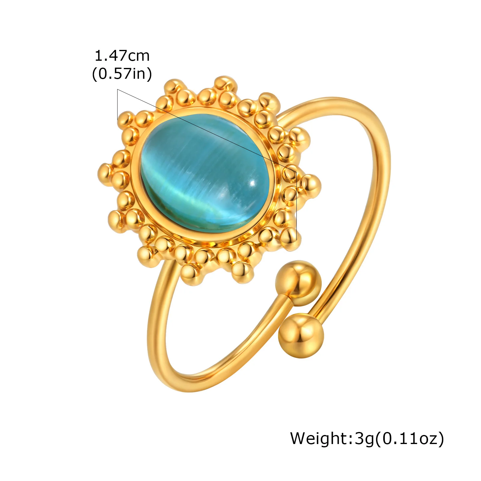 アクセサリー otti Vnox Stainless Steel Sun Turquoise Opal Rings For Women Gold