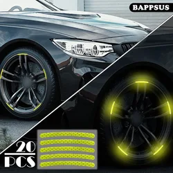 20pcs Tire Rim Reflective Strips Car Wheel Hub Reflective Sticker Luminous Sticker for Night Driving Car-Styling Accessories