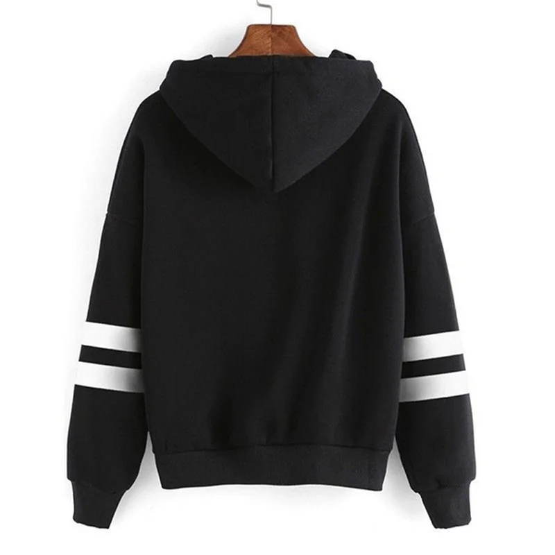 Heartbeat Line Printing Hoodies Hooded Top Women Sweatshirt Long-sleeved Autumn Casual Hooded Streetwear