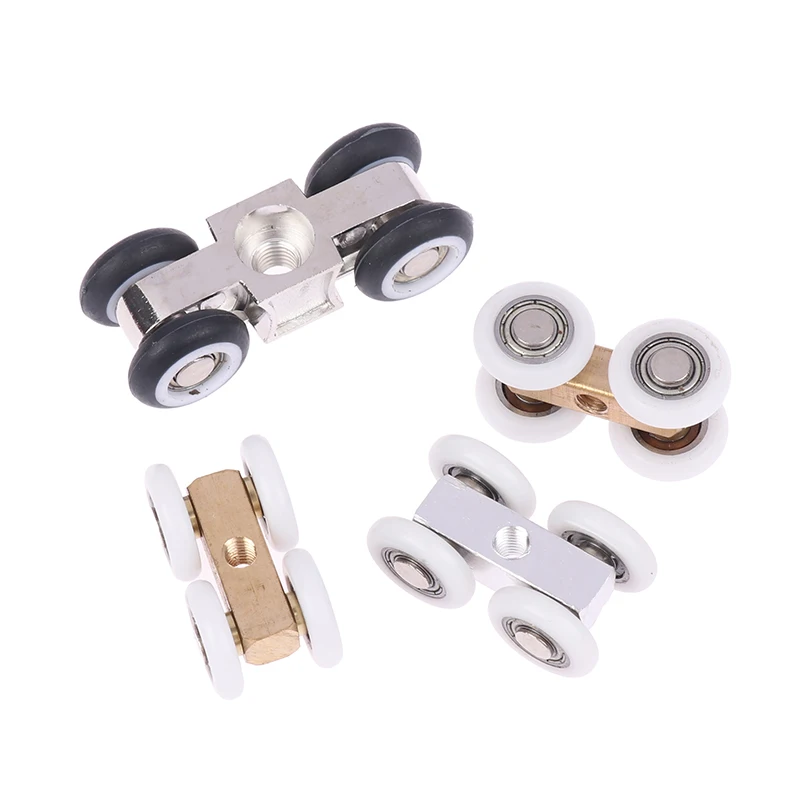 Household Shower Room Copper Four-wheel Hanging Pulley Roller For Bathroom Glass Slide Door Waterproof Bearing Crane Toilet Door shower room pulley shower door rollers sliding door roller shower room rollers sliding door pulley