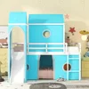 Low Loft Bed with Tent and Slide, Solid Wood Loft Frame with Safety Guardrails and Ladder for Kids Bedroom,Easy Assembly 3
