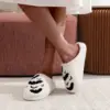 Halloween Bat Pattern Embroidery stuffed Home Thick-soled Cozy Furry Cotton Slippers Personality Warm Non-slip Indoor Slippers Men Women Can Wear Holiday Gift 2