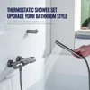 Thermostatic Shower Faucet Set Gunmetal Bathroom Shower System 2 Ways Waterfall And Shower With Brass Mixer Wall Mounted Taps 2