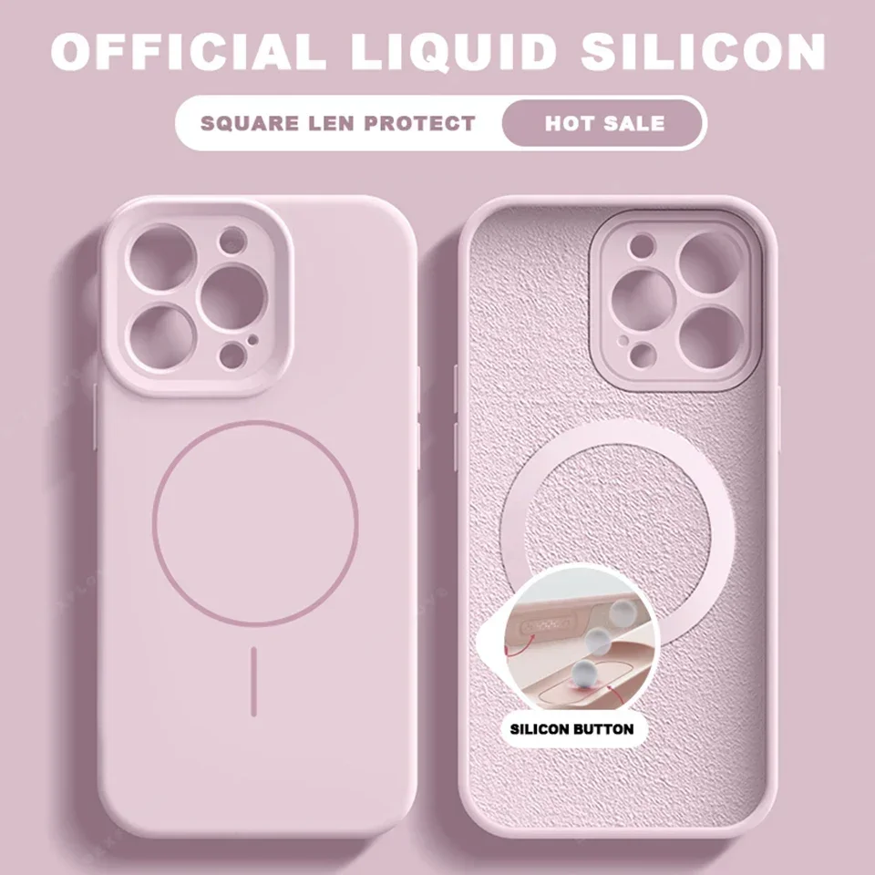 Elegant Liquid Silicone Magnetic Phone Case with MagSafe Charging Protection