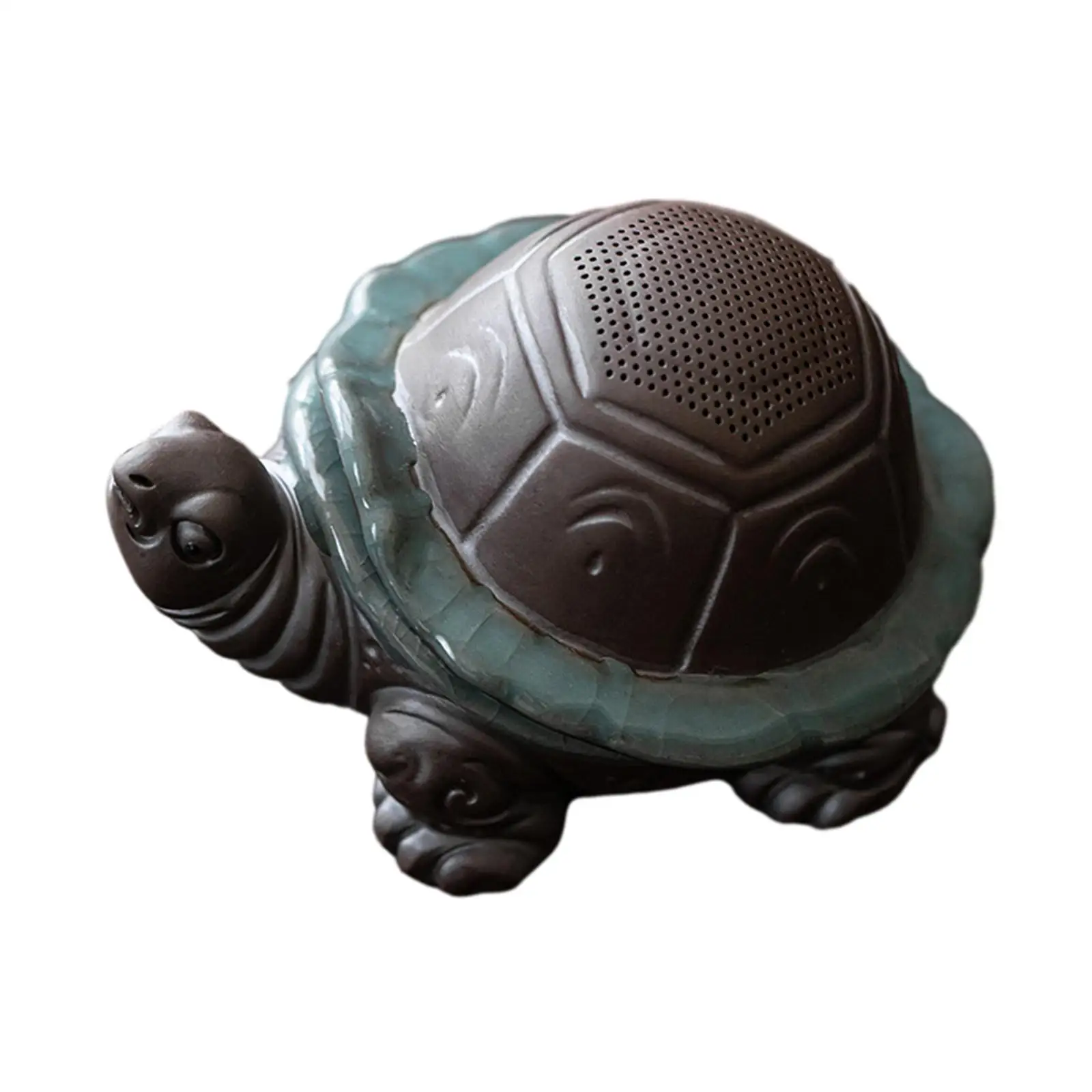 Tea Pet with Tea Strainer Tea Room Home Decoration Mini Ceramic Craft Collectible Dining Room Bookshelf Desk Turtle Statue