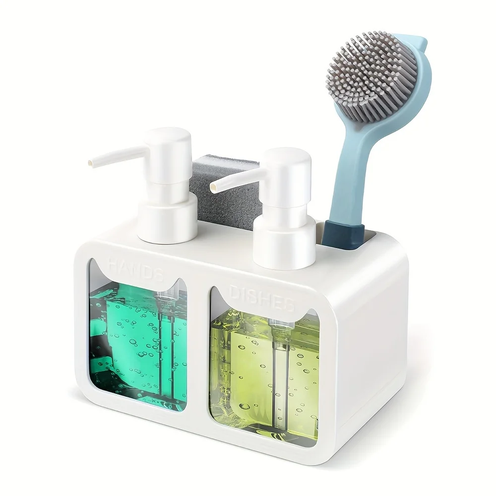 Soap Dispenser Soap Dispenser Bottle 1pc Dish Soap Dispenser For Sink Countertop Soap Dispenser & Brush Holder Refillable Lotion For Bathroom