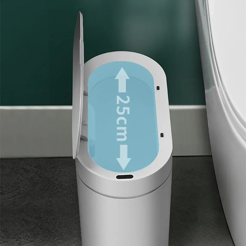 Trash Can Smart Sensor Trash Can For Kitchen Bathroom Toilet Automatic Induction Waterproof Wastebasket Garbage Bin With Lid 7/8L Dustbin