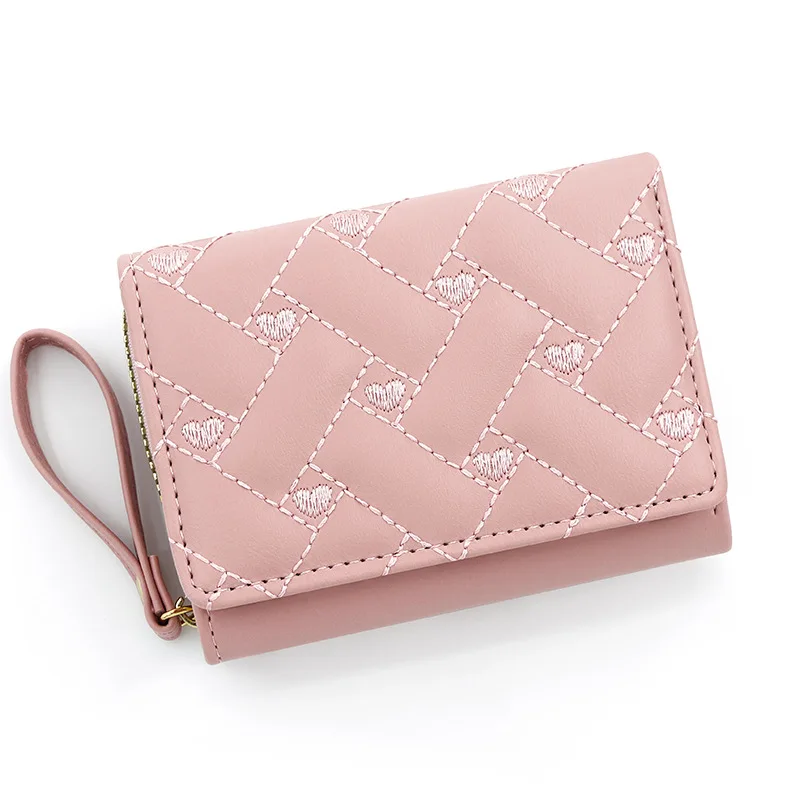 

Women's Wallet Embroidered Love Heart Wallet Fashion Multifunction Card Holder Luxury Designer Coin Purse ID Holder Short Wallet