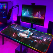 

Cyberpunk Photo Frame Custom Gaming Mouse Pad Anime Mousepad RGB Computer Mause Pads Gamer LED Backlit Carpet Keyboard Desk Mat
