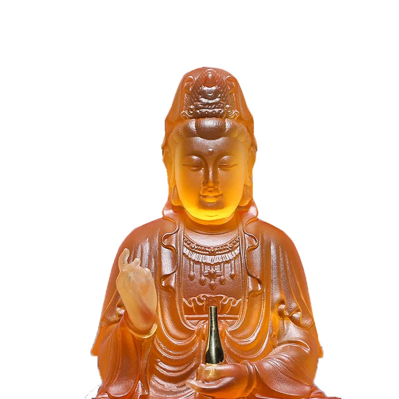 Liuli sitting lotus, Guanyin Bodhisattva statue, temple hall decorations, ten thousand Buddha walls,  statues,Buddha utensils