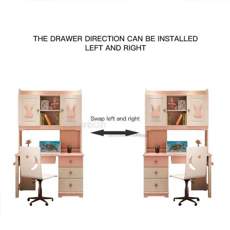 Bedroom Writing Desk Set For Children Pink Nordic Minimalist Wooden Desk And Chair Indoor Home Furniture For Small Apartment