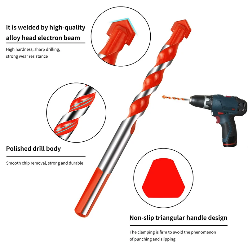 3-12mm Professional Tungsten Carbide Drill Bit Set for Drilling Glass Ceramic Tile Concrete Metal Drilling Tool Center Bit Drill Bit Set Bits Bit