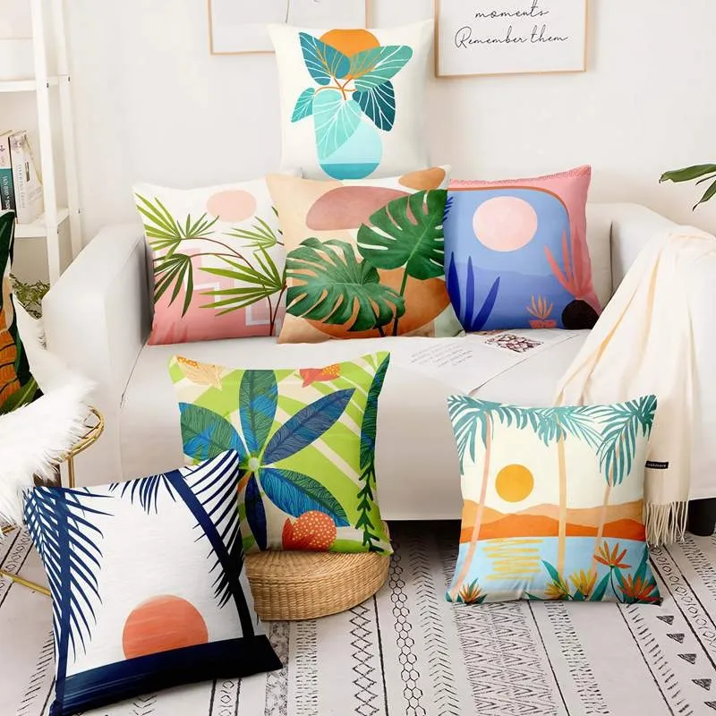 Tropical Abstract Ocean View Print Pillowcase Bali Sunset Cushion Decorative Pillows Home Decor Sofa Throw 17*17inch | Дом и сад