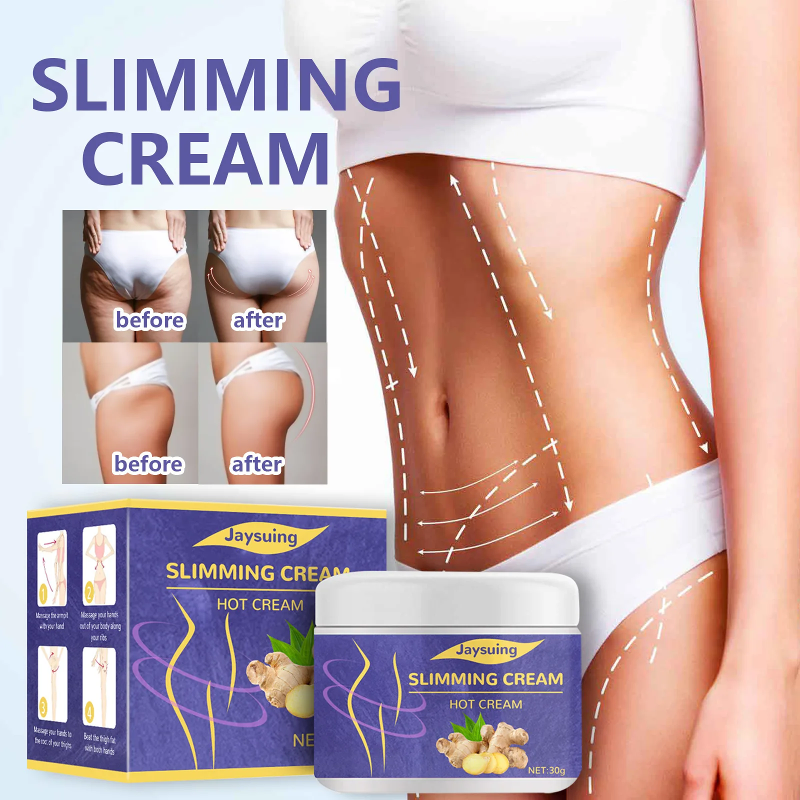 Slimming Cream Slimming Product Belly Fat Burner for Women Abdomen Legs Slimming Ginger Body Shaping Cream  Beauty Health слайм