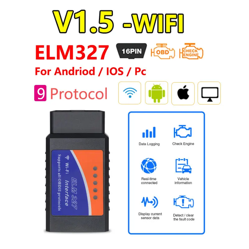 Elm327 Obd2 Mini Szkenner Autóhoz Elm 327 V 1,5 Bluetooth Wifi Vcds Obd 2 Diagnosztikai Szkenner Chip Android/Ios Kódolvasó