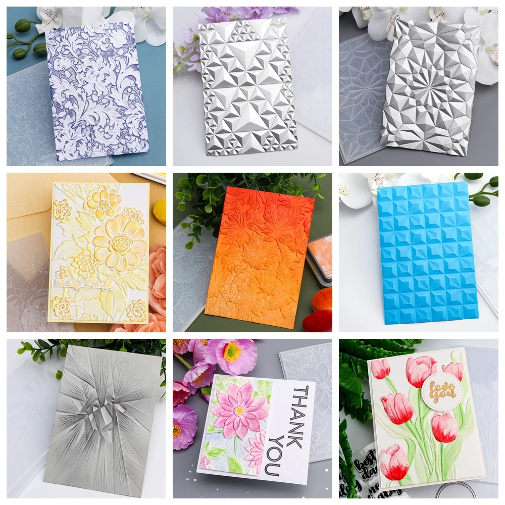 Flowers Tulips 3D Embossing Folder Background Patterns Templates DIY Scrapbooking Card Making Plastic Embossing Folder Embossing Folder