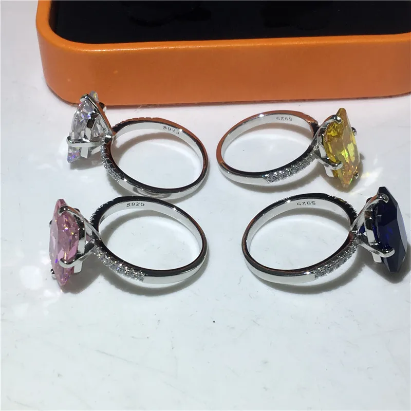 5ct Lab Sapphire Topaz Diamond ring 925 sterling silver Engagement Wedding Rings For Women Men Party Jewelry Gift