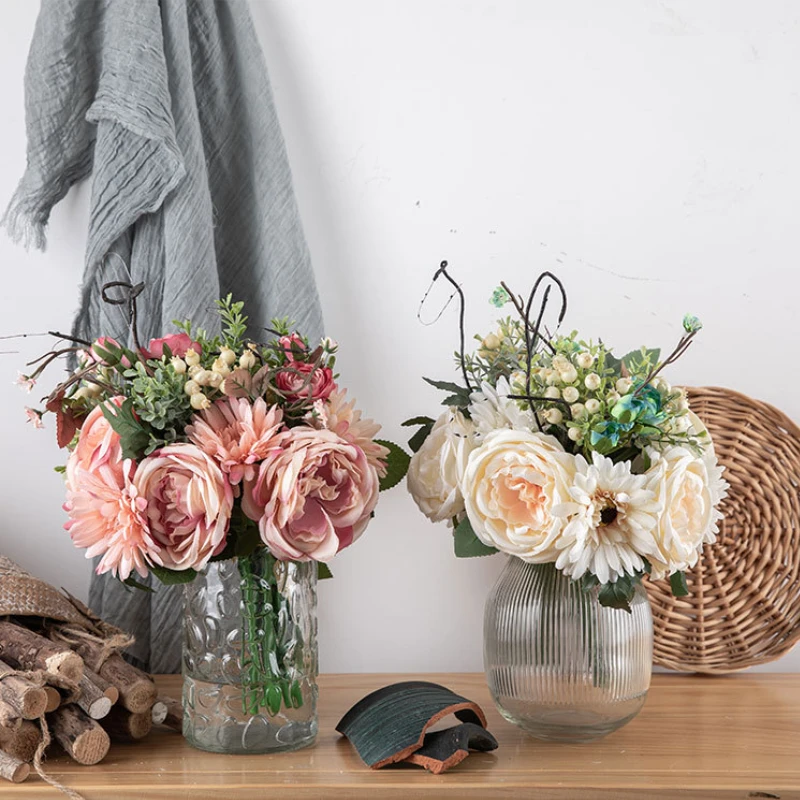 

Artificial Bouquet Flowers Silk Rose Bouquet Home Weeding Decoration flowers Fake leaf Bridal Bridesmaids Bouquet