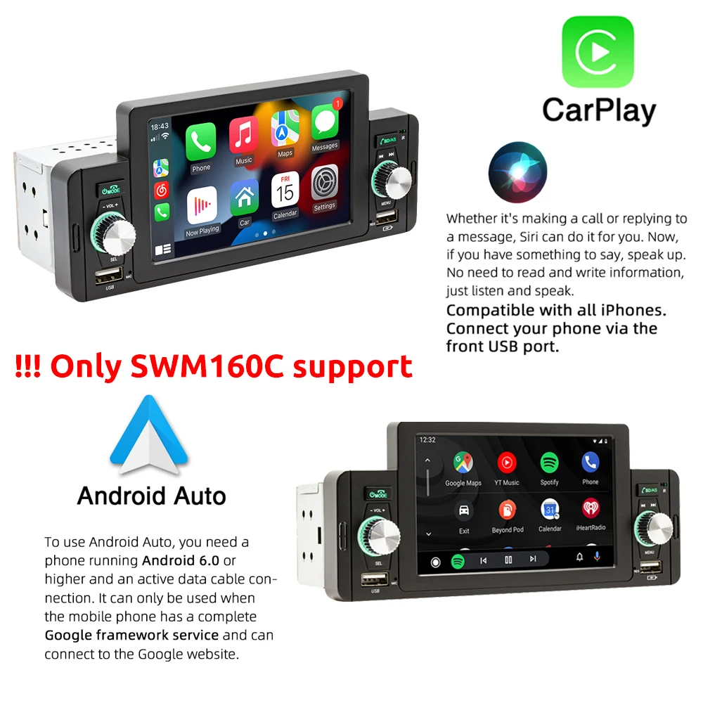 ESSGOO 1 Din Carplay Autoradio Bluetooth AM RDS MP5 Player 5.1