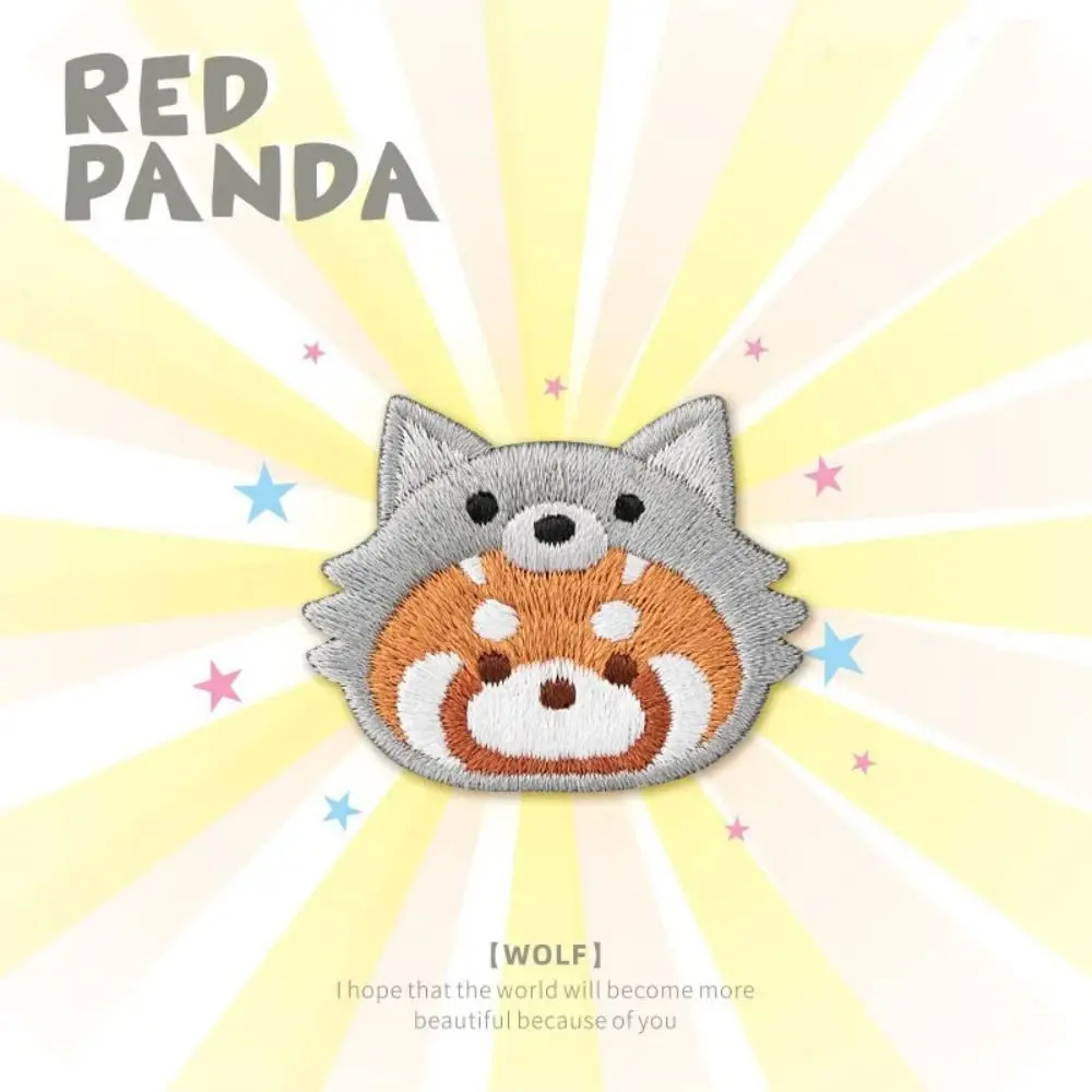 Spilla Panda Rosso Ricamo Squalo Squisita Spilla Animale Tigre Panda Coniglio Lupo Rosso Panda Testa Pin Party