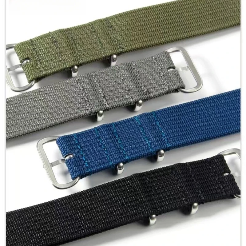 Nylon Watch Strap with Lockstitch Border, 20mm/22mm, NATO Style Bracelet