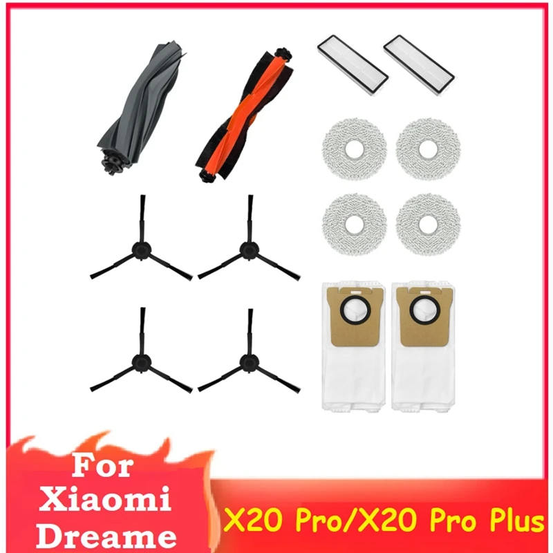 

Набор аксессуаров для пылесоса Dreame X20 Pro/X20 Pro Plus, основная боковая щетка, фильтр НЕРА, мешок для швабры, 14 шт.