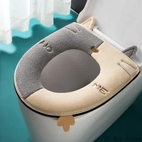 Universal Cartoon Cat Shape Toilet Mat with Handle Thicken Plush Toilet Seat Cover Mat Toilet Cushion Bathroom Aceesories 1
