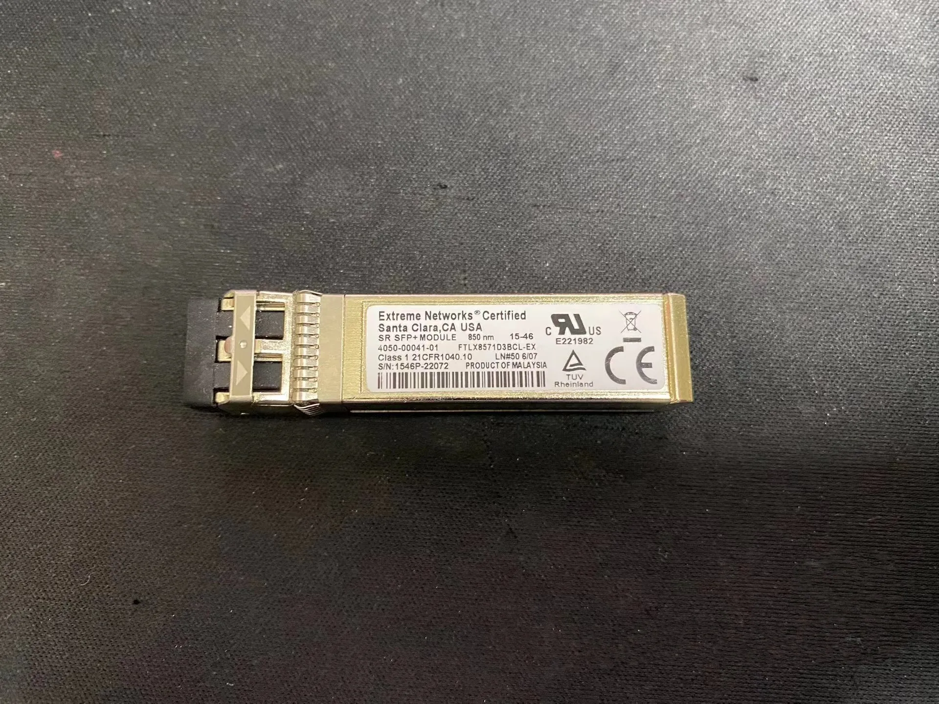 

Extreme Networks Fiber Switch 10G SR SFP+ Module 850nm 4050-00041-01 FTLX8571D3BCL-EX 10GB Transceiver