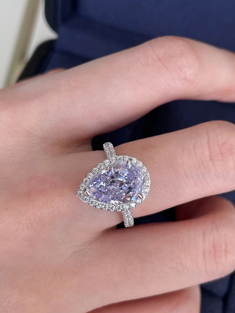 925 Sterling Silber Vier Krallen Quadrat 7*9mm Mode Grün Ring Für Frauen, Verlobung, Hochzeit Luxus Hohe qualität Edlen Schmuck – Detail 12